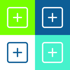 Add Square Outlined Interface Button Flat four color minimal icon set