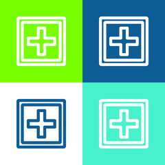 Obraz premium Add Button Sign Of A Plus Symbol Inside A Double Square Shape Flat four color minimal icon set