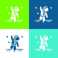 Astronaut Flat four color minimal icon set