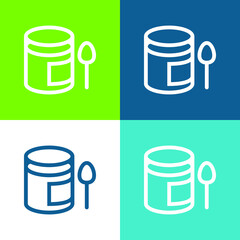 Baby Puree Pot And A Spoon Flat four color minimal icon set