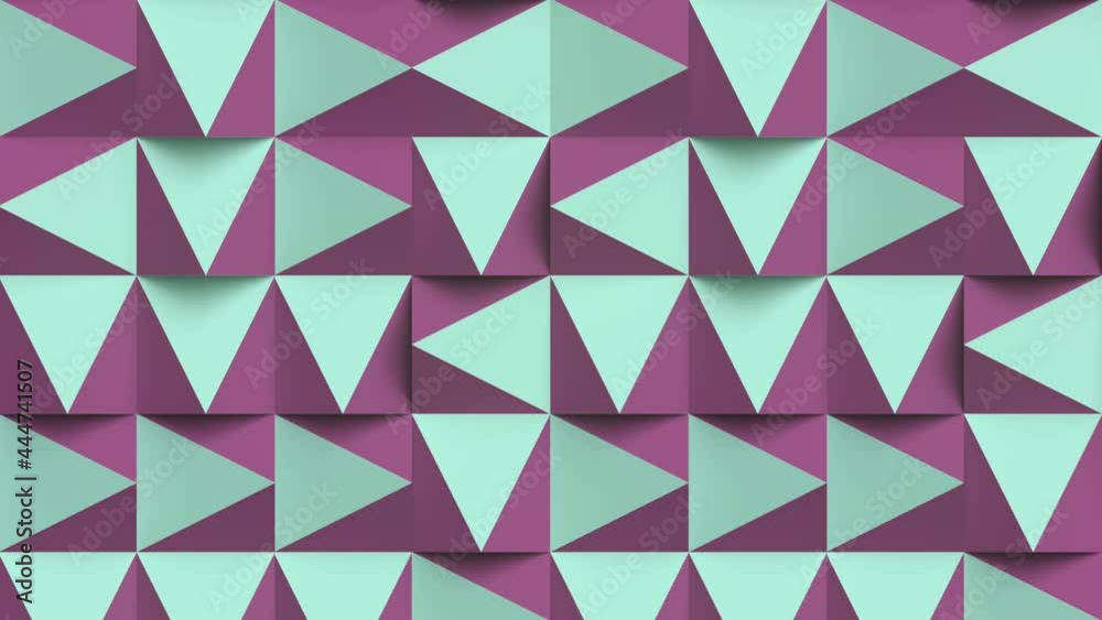 Leinwandbilder Moving geometric pattern of randomly arranged triangles 3d render loop animation