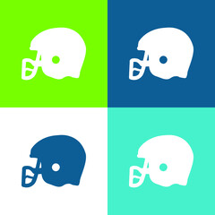 American Football Helmet Knocking Flat four color minimal icon set