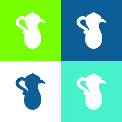 Arabic Teapot Flat four color minimal icon set