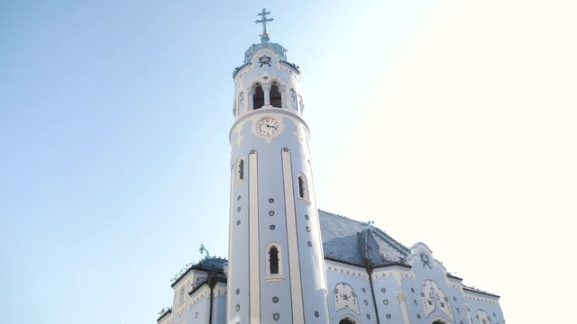 Popular photospot in Old town Bratislava Church of St. Elizabeth, also known as the Blue Church, Slovakia