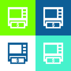 ATM Machine Flat four color minimal icon set
