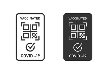 Vaccination certificate icon on white background. Vector illustration.