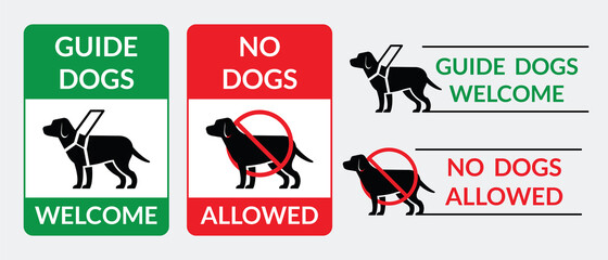 Guide Dogs Welcome and No Dogs Allowed Sign Symbol - 444742908