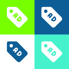 Ads Flat four color minimal icon set