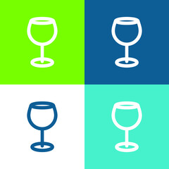 Big Wine Cup Flat four color minimal icon set