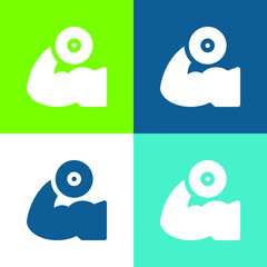Biceps Flat four color minimal icon set