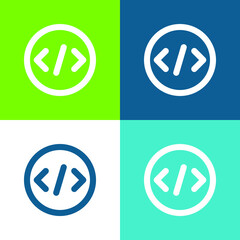 Bracket Flat four color minimal icon set
