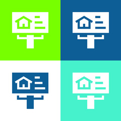 Billboard Flat four color minimal icon set