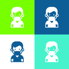 Boy Flat four color minimal icon set