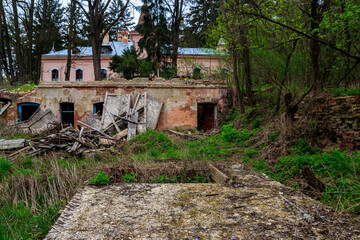 The ruins of a destroyed building