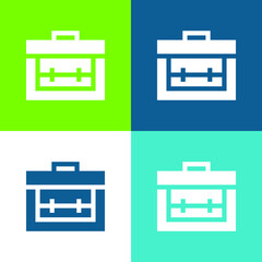 Briefcase Flat four color minimal icon set