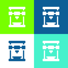 3d Printer Flat four color minimal icon set