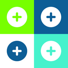 Obraz premium Add Flat four color minimal icon set