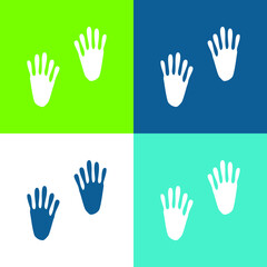 Fototapeta premium Animal Footprints Flat four color minimal icon set