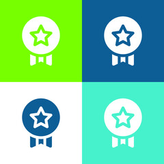 Badge Flat four color minimal icon set