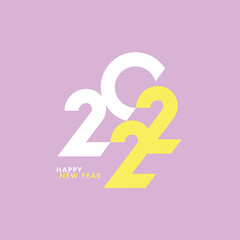 Creative concept of 2022 Happy New Year poster. Design template with typography logo 2022 for celebration and season decoration. Minimalistic trendy background for branding, banner, cover, card