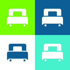 Bed Flat four color minimal icon set