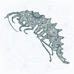 Sea Mandala Vector. Vintage decorative elements. Oriental pattern, vector illustration.