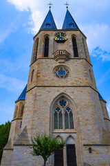 Fototapeta premium Facade of the imposing Protestant church in Flonheim / Germany in Rheinhessen