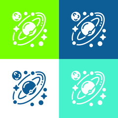 Astronomy Flat four color minimal icon set