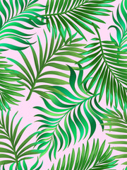 Fototapeta na wymiar Tropical palm print. Vector seamless pattern. Jungle summer background.