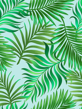 Tropical palm print. Vector seamless pattern. Jungle summer background.