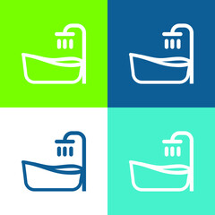 Fototapeta premium Bath Tub Flat four color minimal icon set