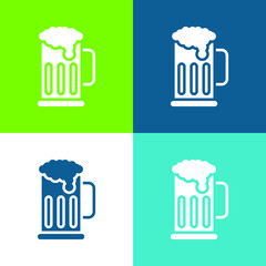 Beer Flat four color minimal icon set