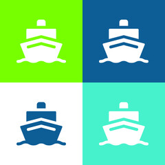 Boat Flat four color minimal icon set