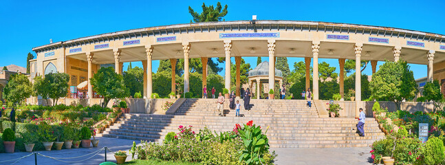 Panorama of colonnade at Tomb of Hafez, Shiraz, Iran