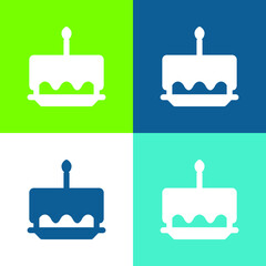 Birthday Cake Flat four color minimal icon set