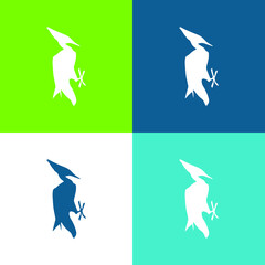 Bird Shape Flat four color minimal icon set