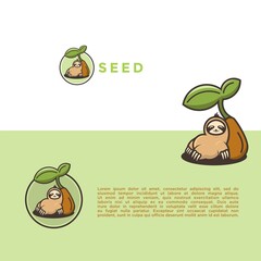 seed plant growth logo design illustration