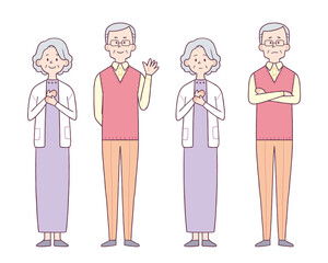 老人　男女　表情セット