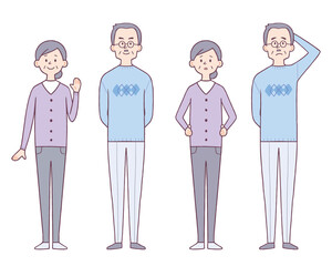 老人　男女　表情セット