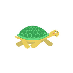 Cute cartoon turtle isolated on white transparent background.