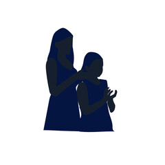 Mom and daughter vector icon on white background