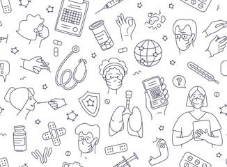 Time for vaccination. Patients at the doctor in the hospital are vaccinated