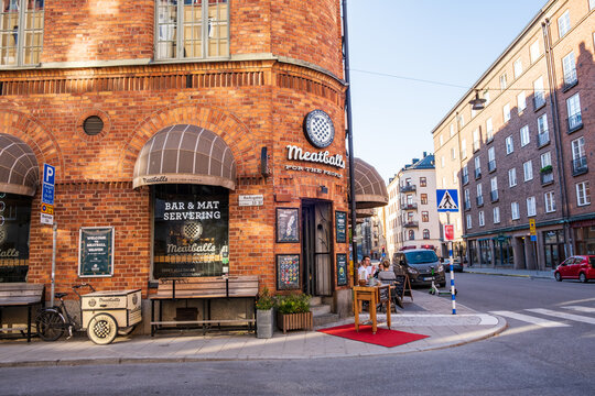 Stockholm, Sweden - July 5 2021: Meatballs for the people in Sodermalm, popular restaurant