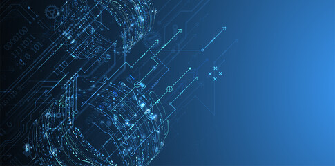 Abstract background on technological and scientific topics. Various techno details. Vector.