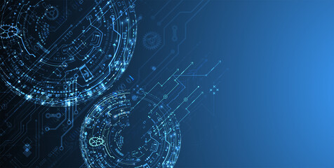 Abstract background on technological and scientific topics. Various techno details. Vector.