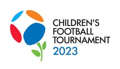 Kids soccer tournament logo. A soccer ball in the form of a growing flower. Vector graphics