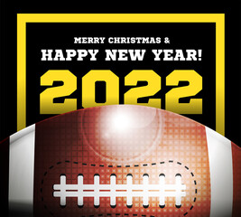 Happy New Year 2022 on the background of a ball for football. Vector