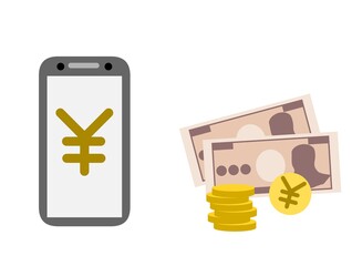 現金支払いとキャッシュレス決済のイメージ