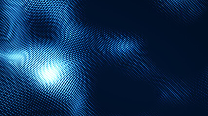 Dot white blue wave light screen gradient texture background. Abstract  technology big data digital background. 3d rendering.