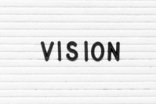 Black color letter in word vision on white felt board background